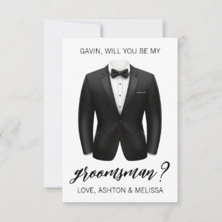 Groomsman Proposal Card, Black Tuxedo, Suit Jacket Einladung