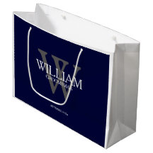 Groomsmen Gift Monogram Modern Navy Blue