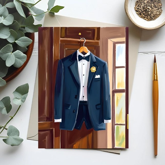 Groomsmen’s Tuxedo | Wedding Bachelor Watercolor Postkarte (Von Creator hochgeladen)