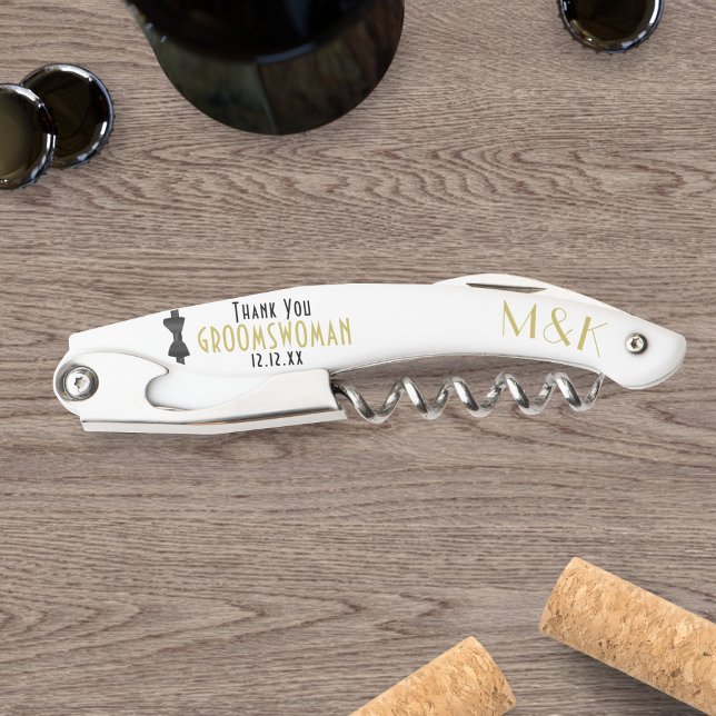 Groomswoman Dankeschön an die Gatsby-Gastgeschenk  Kellnermesser (Add your initials & wedding date to this Groomswoman corkscrew. She'll love it! (also for Groomsmen))