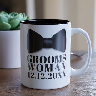 Groomswoman Gastgeschenk Hochzeit Tuxedo Bow Krawa Zweifarbige Tasse