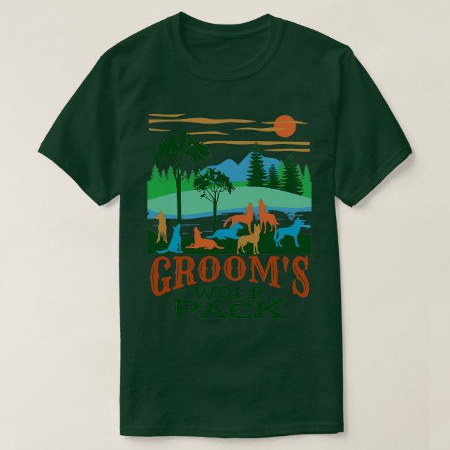 Groomx27s Wolf Pack Hochzeit T-Shirt (Design vorne)