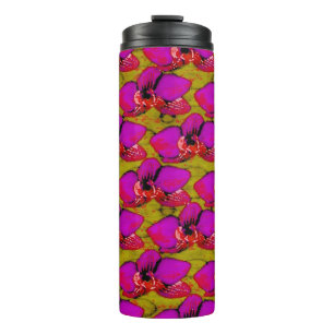 Grooovy Magenta Blumen-Design Thermosbecher