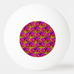 Grooovy Magenta Blumen-Design Tischtennisball