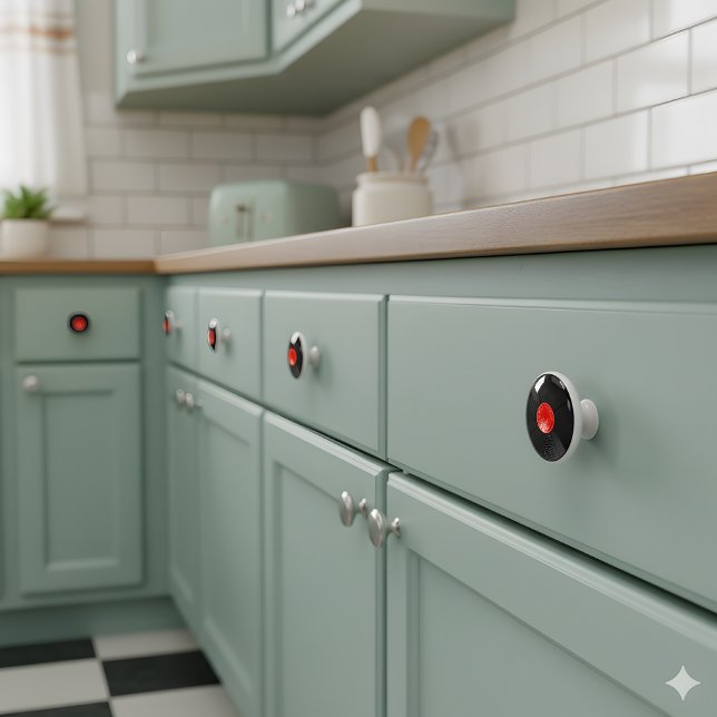 Groove in Nostalgia - Retro Vinyl Record Keramikknauf (Von Creator hochgeladen)