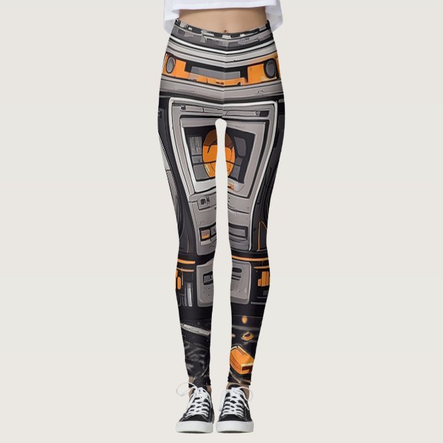 Groove in Style: Retro Boombox Leggings (Vorderseite)