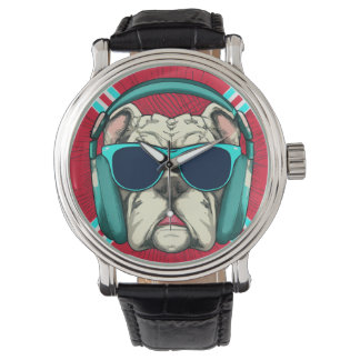 Groove Pup Men Vintag Black Leather Strap Watch Armbanduhr