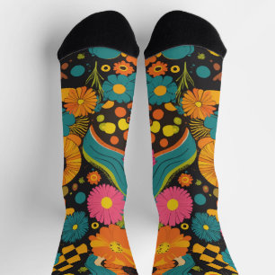 Groove Waves 70er Jahre Psychedelisches Linienmust Socken