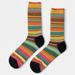 Groove Waves 70er Psychedelic Line Muster Collecti Socken
