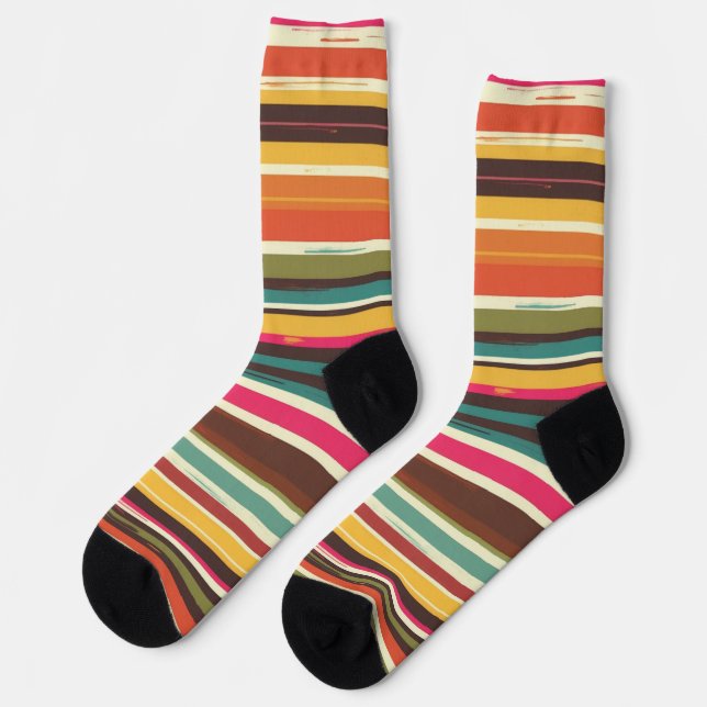 Groove Waves 70er Psychedelic Line Muster Collecti Socken (Linkes Detail)