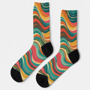 Groove Waves 70er Psychedelic Line Muster Collecti Socken