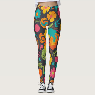 Groove Waves 70er Psychedelic Line Muster Leggings