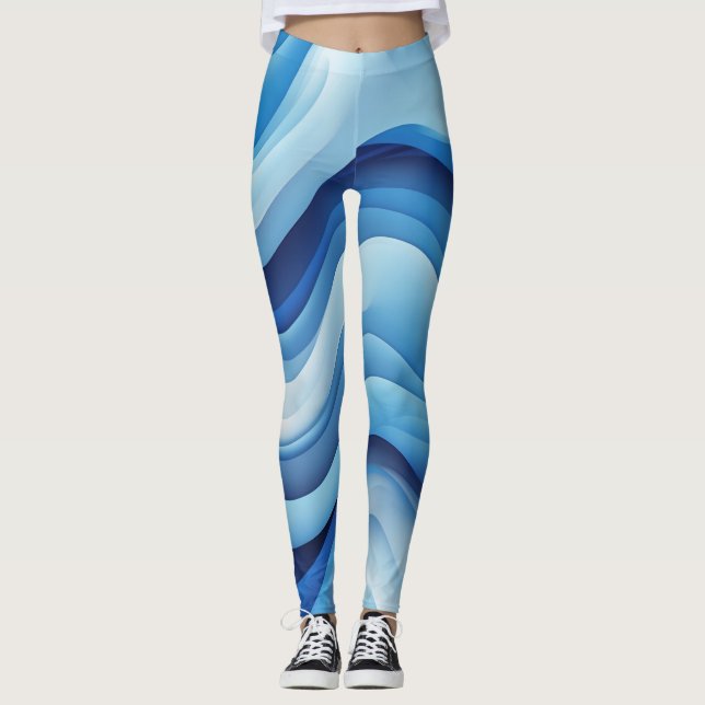 Groove Waves 70er Psychedelic Line Muster Leggings (Vorderseite)