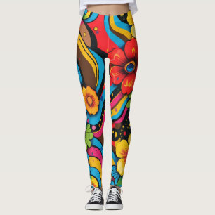 Groove Waves 70er Psychedelic Line Muster Leggings