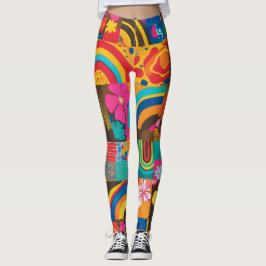 Groove Waves 70er Psychedelic Line Muster Leggings