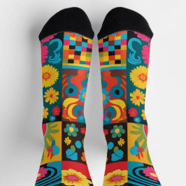 Groove Waves 70er Psychedelic Line Muster Socken