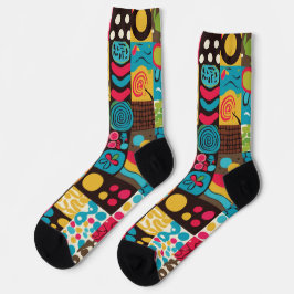 Groove Waves 70er Psychedelic Line Muster Socken