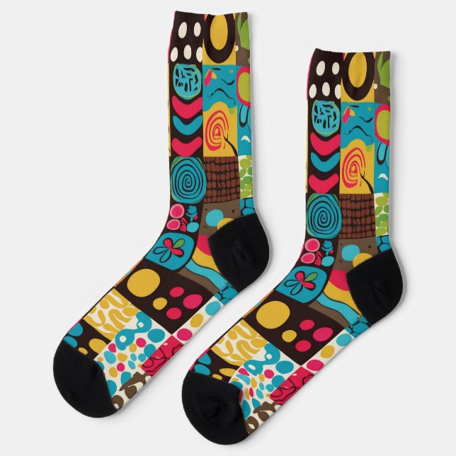 Groove Waves 70er Psychedelic Line Muster Socken (Linkes Detail)