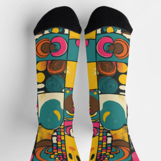 Groove Waves 70er Psychedelic Line Muster Socken