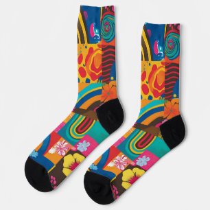Groove Waves 70er Psychedelic Line Muster Socken
