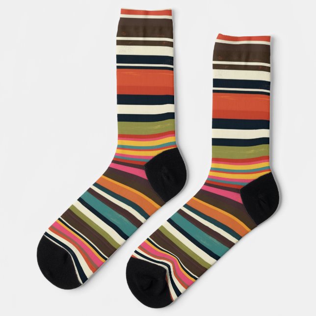 Groove Waves 70er Psychedelic Line Muster Socken (Linkes Detail)