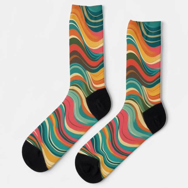 Groove Waves 70er Psychedelisch Socken (Linkes Detail)