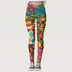 Groove Waves 70er psychedelische Linienmuster Leggings
