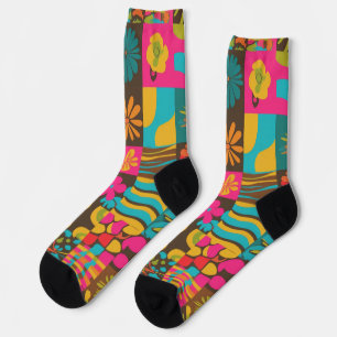 Groove Waves 70er psychedelische Linienmuster Socken