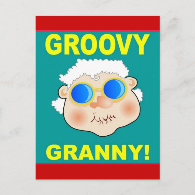 Groovey Granny Cartoon Postkarte (Vorderseite)