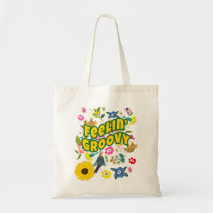Groovig fühlender Hippie-Retro-Boho-Blumenstil Tragetasche