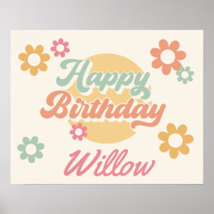 Groovige 60er 70er Blumen Alles Gute zum Geburtsta Poster