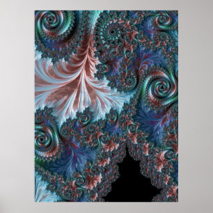 Groovige farbenfrohe Boho-Hippie-Mandelbrot-Frakta Poster