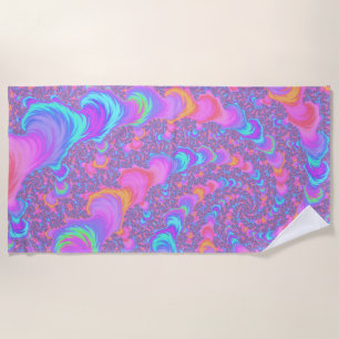 Groovige farbenfrohe fluoreszierende trippige Spir Strandtuch