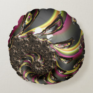 Groovige farbenfrohe trippige funky spiralisierend rundes kissen