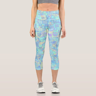 Groovige Farbige Funky Quadrate Capri Leggings