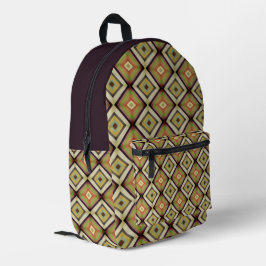 Groovige geometrische warme Töne  Bedruckter Rucksack