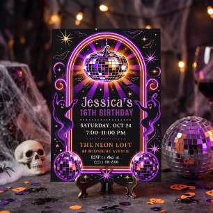 Groovige Purple Disco-Geist Sweet 16 Einladung