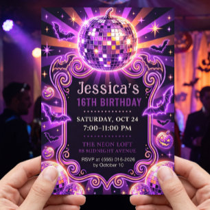 Groovige Purple Disco-Kürbis Sweet 16 Einladung