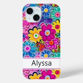 Groovige Retro-Blumenmuster personalisiert Case-Mate iPhone Hülle