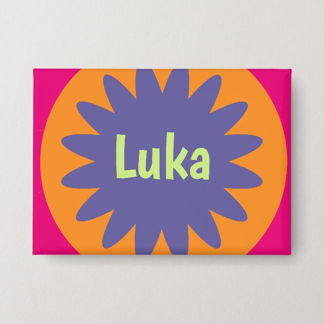 Groovige Retro-Botanik-Muster-Kunst Button (Vorderseite)
