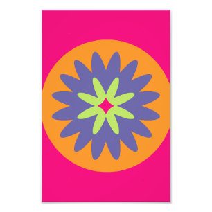 Groovige Retro-Botanik-Muster-Kunst Fotodruck