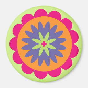 Groovige Retro-Botanik-Muster-Kunst Magnet