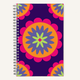 Groovige Retro-Botanik-Muster-Kunst Notizbuch