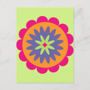 Groovige Retro-Botanik-Muster-Kunst Postkarte