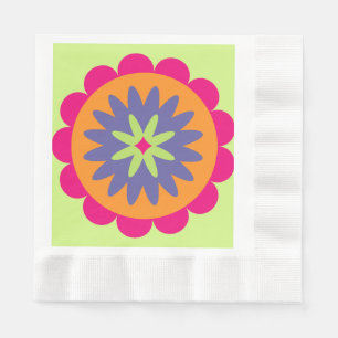 Groovige Retro-Botanik-Muster-Kunst Serviette
