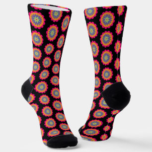 Groovige Retro-Botanik-Muster-Kunst Socken