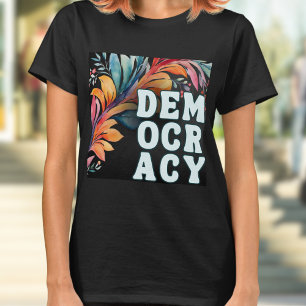 Groovige Retro-Bunte-Aussage-Demokratie T-Shirt