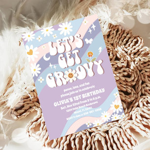 Groovige Retro-Einladung zum 1. Geburtstag Einladung