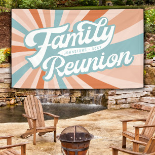 Groovige Retro-Familientreffen Zusammenkunft Banner