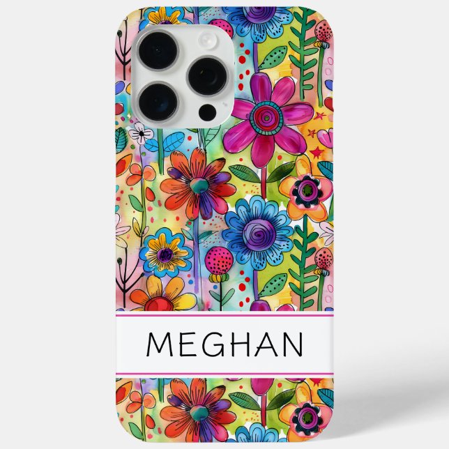 Groovige Retro-Flowerpower-Personalisierung Case-Mate iPhone Hülle (Rückseite)
